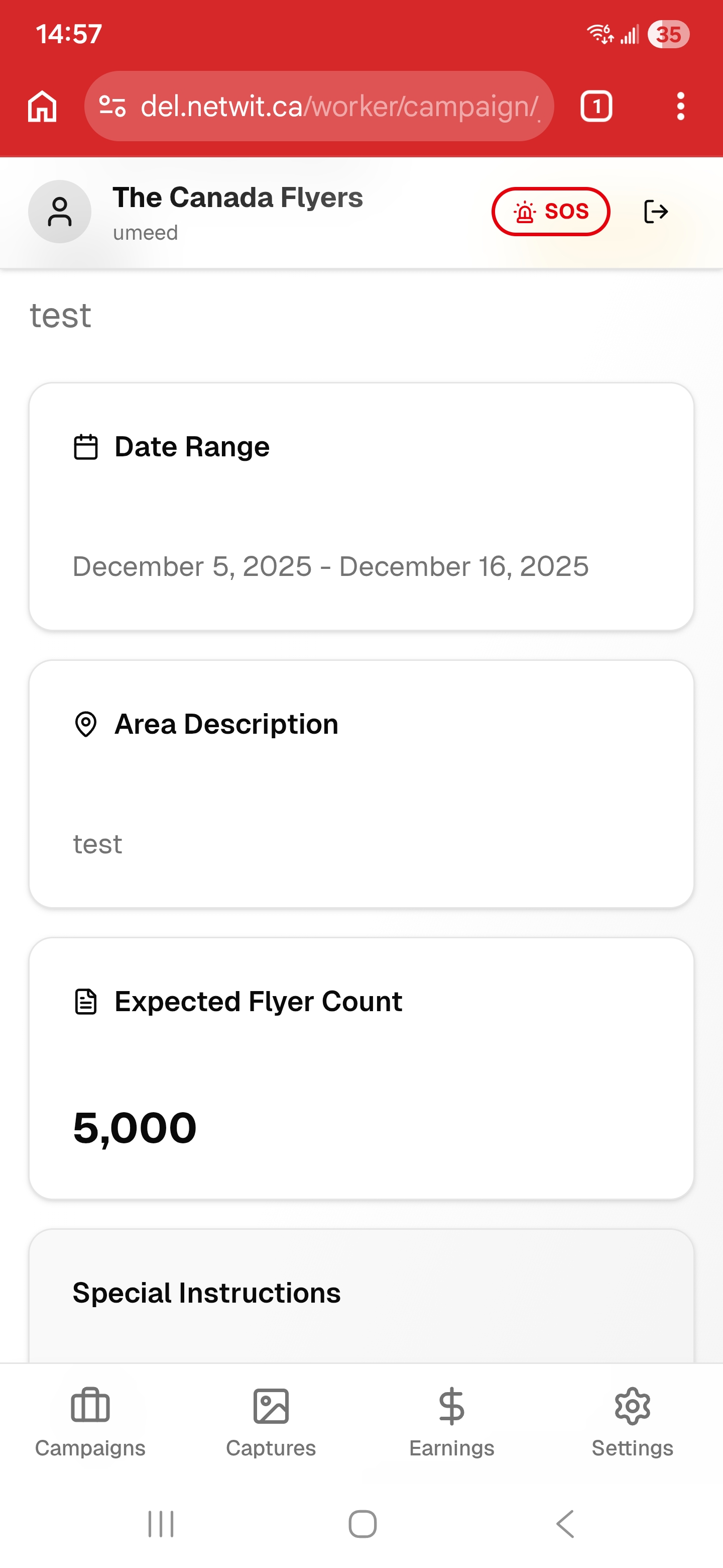 Worker Delivery Screen
